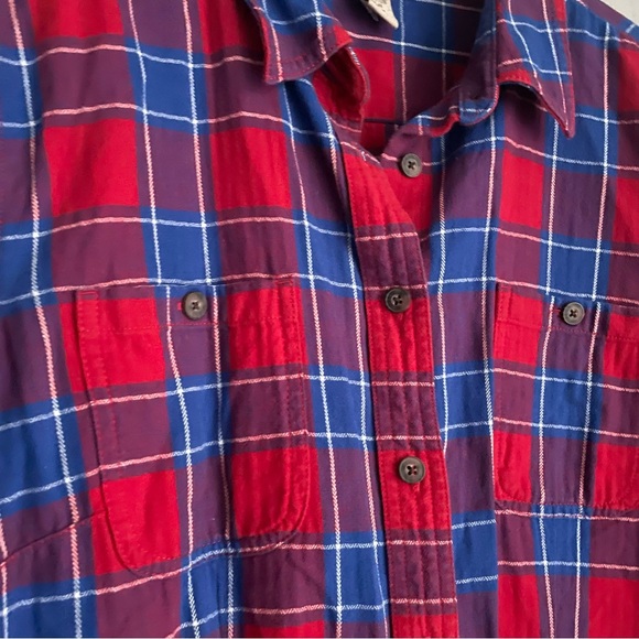 Duluth Trading Company Flannel Shirt Extra Large Red Blue Plaid XL - Picture 4 of 7